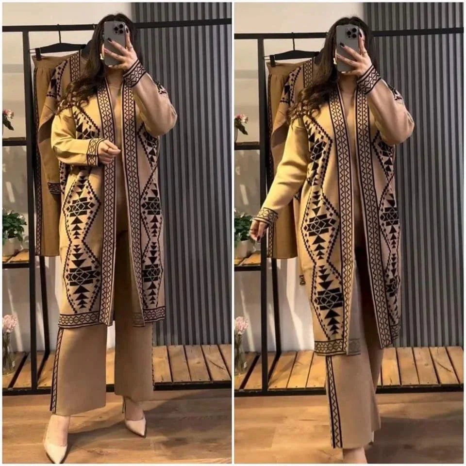 Printed Fleece Gown 3PC - Set